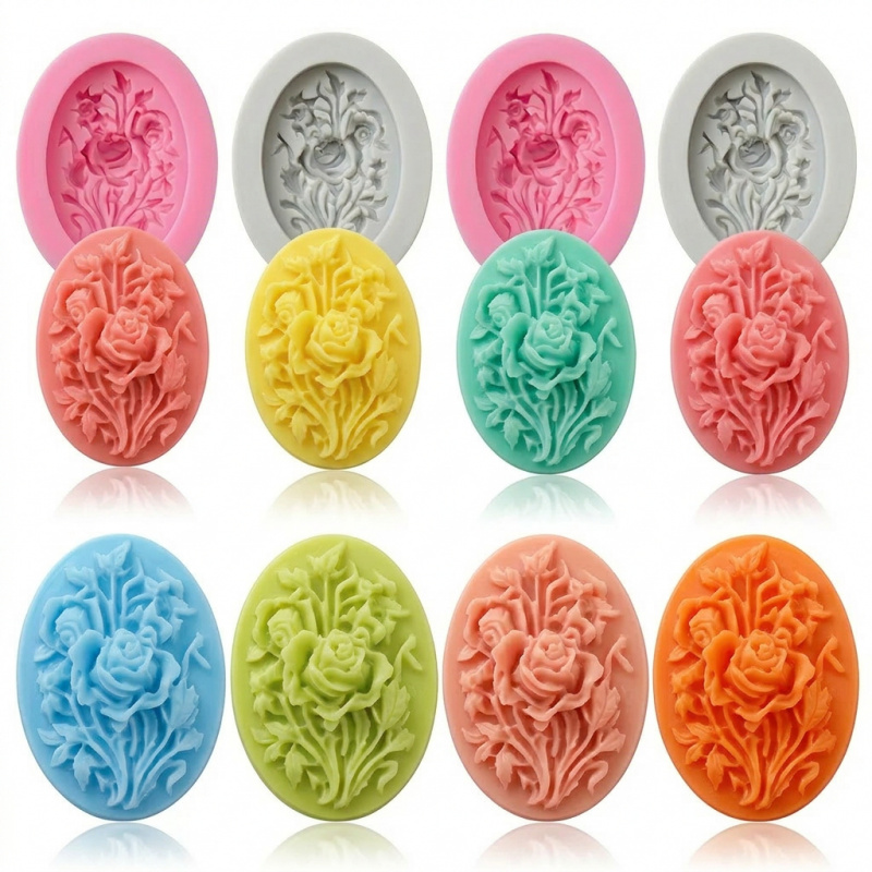 4 Silicone mold with flower sh - Soap Making Gel recension och pris