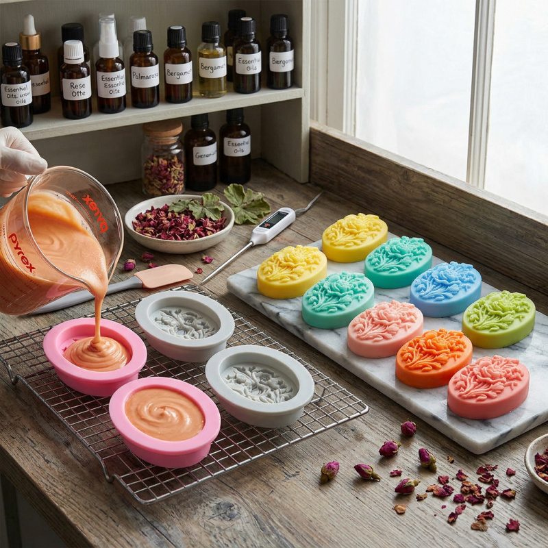 4 Silicone mold with flower sh - Soap Making Gel recension och pris